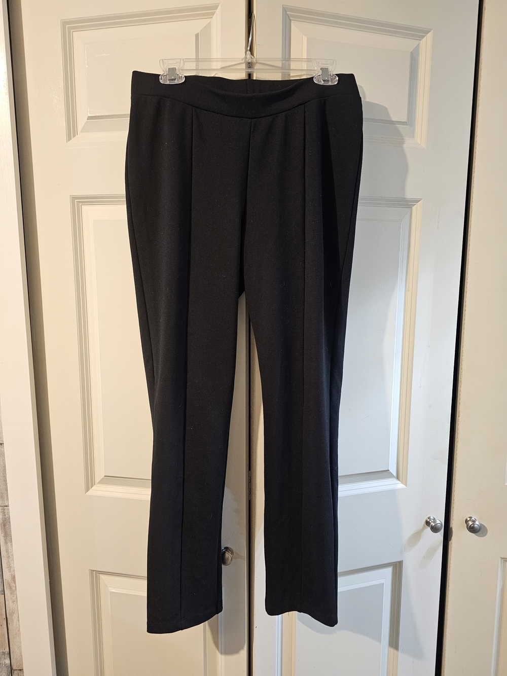 mark. Black Straight-Leg Pull-On Dress Pants Stretchy Tie Up Detail On Legs Lg